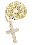 14 Yellow Gold Cross Diamond Pendant & Cuban Chain | 5.53 Carats