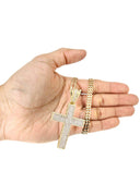 14 Yellow Gold Cross Diamond Pendant & Cuban Chain | 5.53 Carats