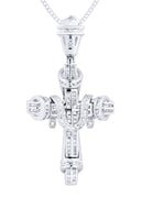 14K White Gold Cross Diamond Pendant & Cuban Chain | 0.78 Carats