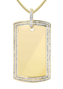 10K Yellow Gold Dog Tag Diamond Pendant & Franco Chain | 2.42 Carats