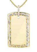 10K Yellow Gold Dog Tag Diamond Pendant & Franco Chain | 2.42 Carats