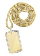10K Yellow Gold Dog Tag Diamond Pendant & Franco Chain | 2.42 Carats