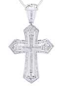 14 White Gold Cross Diamond Pendant & Cuban Chain | 2.66 Carats