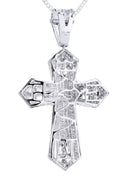 14 White Gold Cross Diamond Pendant & Cuban Chain | 2.66 Carats