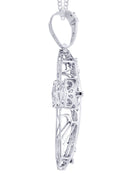 14 White Gold Cross Diamond Pendant & Cuban Chain | 2.66 Carats