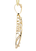14 Yellow Gold Cross Diamond Pendant & Cuban Chain | 4.08 Carats