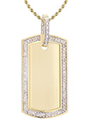 14K Yellow Gold Dog Tag Diamond Pendant & Rope Chain | 1.81 Carats