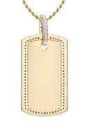 14K Yellow Gold Dog Tag Diamond Pendant & Rope Chain | 1.81 Carats