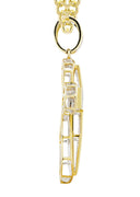 10K Yellow Gold Cross Pendant & Cuban Chain | 0.39 Carats