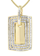 14K Yellow Gold Dog Tag Diamond Pendant & Franco Chain | 2.19 Carats