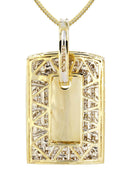 14K Yellow Gold Dog Tag Diamond Pendant & Franco Chain | 2.19 Carats