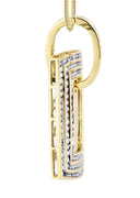 14K Yellow Gold Dog Tag Diamond Pendant & Franco Chain | 2.19 Carats