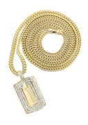 14K Yellow Gold Dog Tag Diamond Pendant & Franco Chain | 2.19 Carats