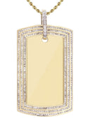 10K Yellow Gold Dog Tag Diamond Pendant & Rope Chain | 3.82 Carats