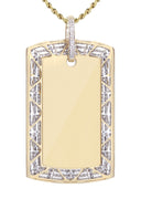 10K Yellow Gold Dog Tag Diamond Pendant & Rope Chain | 3.82 Carats