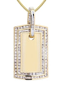10K Yellow Gold Dog Tag Diamond Pendant & Franco Chain | 1.77 Carats