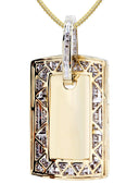 10K Yellow Gold Dog Tag Diamond Pendant & Franco Chain | 1.77 Carats