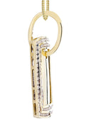 10K Yellow Gold Dog Tag Diamond Pendant & Franco Chain | 1.77 Carats