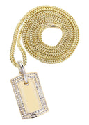 10K Yellow Gold Dog Tag Diamond Pendant & Franco Chain | 1.77 Carats