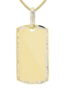 10K Yellow Gold Dog Tag Diamond Pendant & Franco Chain | 1.47 Carats