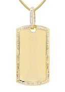 10K Yellow Gold Dog Tag Diamond Pendant & Franco Chain | 1.47 Carats