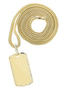 10K Yellow Gold Dog Tag Diamond Pendant & Franco Chain | 1.47 Carats