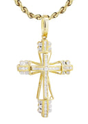 10K Yellow Gold Cross Pendant & Rope Chain | 0.62 Carats