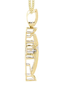 14K Yellow Gold Cross Diamond Pendant & Cuban Chain | 0.9 Carats