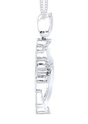14K White Gold Cross Diamond Pendant & Cuban Chain | 0.94 Carats