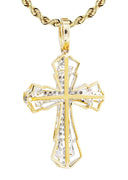 10K Yellow Gold Cross Pendant & Rope Chain | 0.26 Carats
