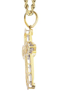 10K Yellow Gold Cross Pendant & Rope Chain | 0.57 Carats