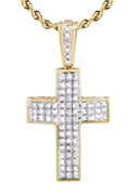 10K Yellow Gold Cross Pendant & Rope Chain | 0.81 Carats