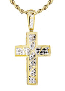 10K Yellow Gold Cross Pendant & Rope Chain | 0.81 Carats