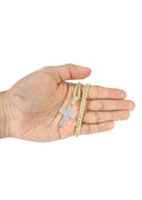 10K Yellow Gold Cross Pendant & Rope Chain | 0.81 Carats