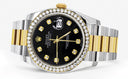 New Style | Diamond Gold Rolex Watch For Men | 36Mm | Black Dial | Oyster Band