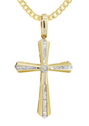 10K Yellow Gold Cross Pendant & Cuban Chain | 0.36 Carats