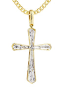 10K Yellow Gold Cross Pendant & Cuban Chain | 0.36 Carats