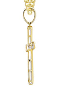 10K Yellow Gold Cross Pendant & Cuban Chain | 0.36 Carats