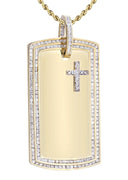 10K Yellow Gold Dog Tag Diamond Pendant & Rope Chain | 3.07 Carats