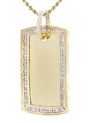 10K Yellow Gold Dog Tag Diamond Pendant & Rope Chain | 3.07 Carats
