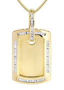 14K Yellow Gold Dog Tag Diamond Pendant & Franco Chain | 0.67 Carats