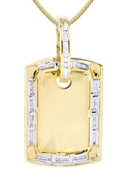 14K Yellow Gold Dog Tag Diamond Pendant & Franco Chain | 0.67 Carats