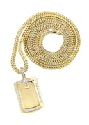14K Yellow Gold Dog Tag Diamond Pendant & Franco Chain | 0.67 Carats