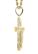 10K Yellow Gold Cross Pendant & Rope Chain | 0.15 Carats