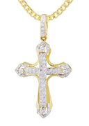 10K Yellow Gold Cross Pendant & Cuban Chain | 0.36 Carats