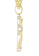 10K Yellow Gold Cross Pendant & Cuban Chain | 0.36 Carats