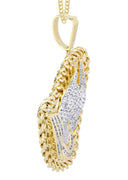 14 Yellow Gold Praying Hands Diamond Pendant &  Cuban Chain | 4.23 Carats