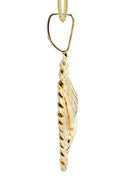 14 Yellow Gold Praying Hands Diamond Pendant &  Cuban Chain | 0.63 Carats
