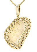 14 Yellow Gold Praying Hands Diamond Pendant &  Cuban Chain | 0.63 Carats