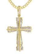 10K Yellow Gold Cross Pendant & Cuban Chain | 0.58 Carats